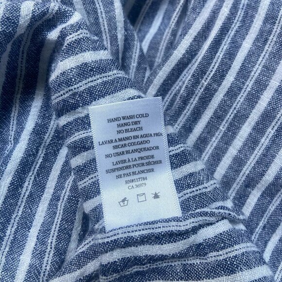 Rails Jasmine Linen Blend Drop Elastic Waist Dress Tibet Stripe Size Medium - Picture 12 of 14